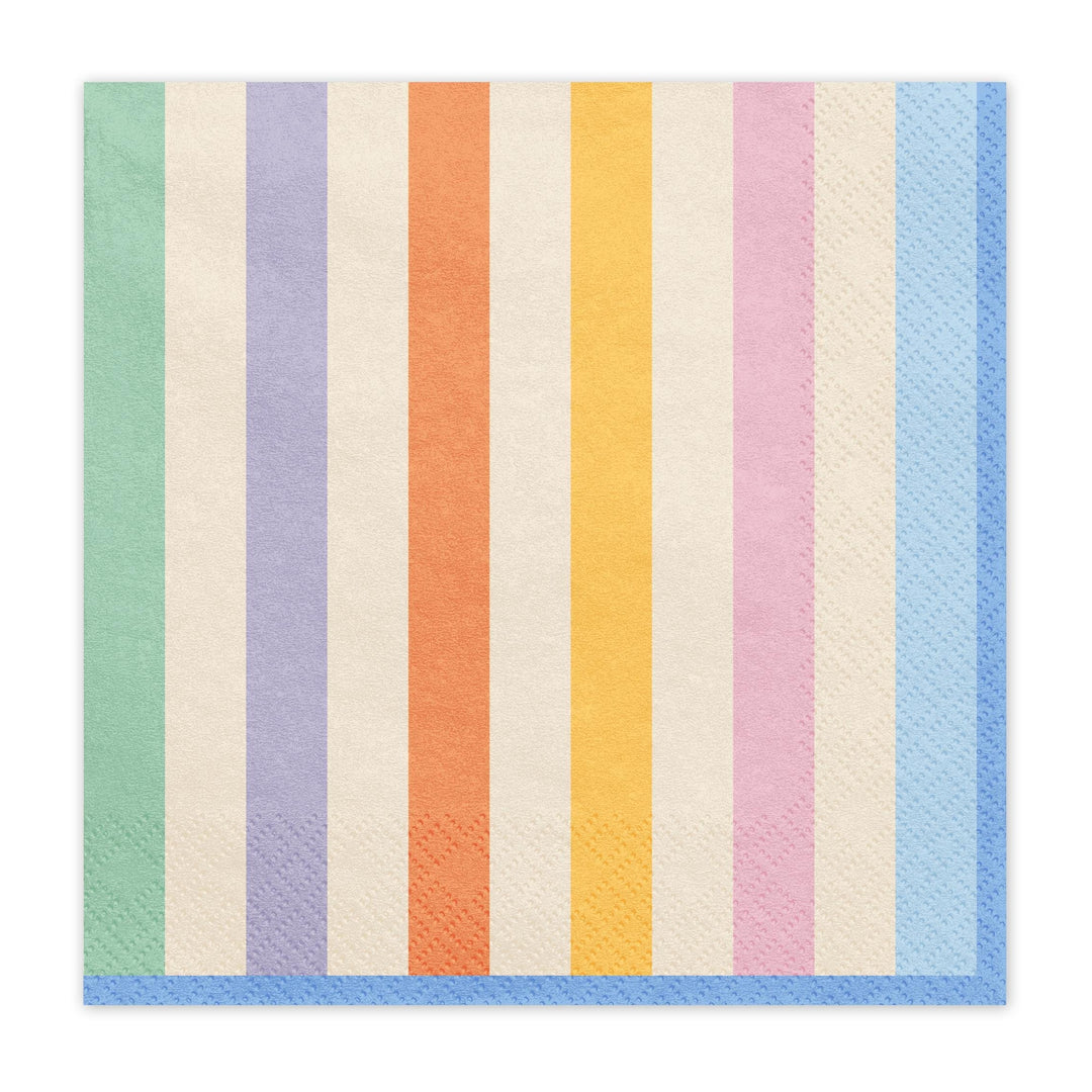 Colourful Striped Paper Napkins - Summer Party Tableware - Rainbow Picnic Decor - Tropical Party Decor - Garden BBQ Accessories - Pack Of 20 - Jolie Fete UK