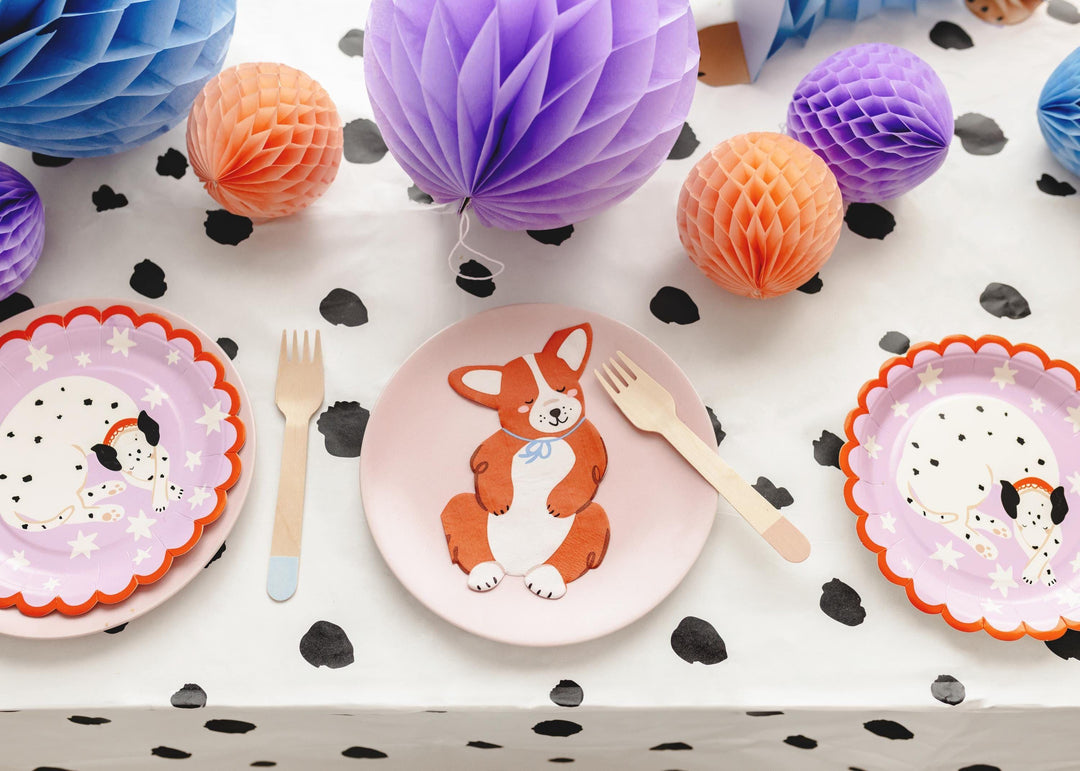 Corgi Dog Paper Napkins - Sleepy Puppy Party Tissues - Cute Dog Birthday Tableware - Pet Lover Celebration Decor - Pack Of 12 - Jolie Fete UK
