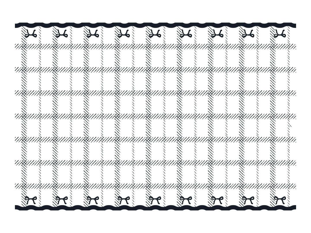 Black Bow Tablecloth - Cream & Black Disposable Table Cover - 180cm x 120cm - Elegant Coquette Style - Monochrome Birthday Party Decor - Jolie Fete UK