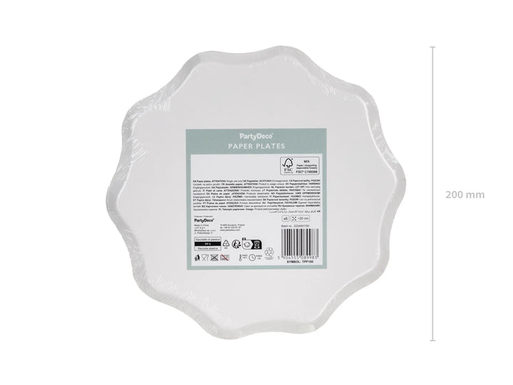 Cream Floral Paper Plates - Gold Foil Botanical Plates - Elegant Tea Party Tableware - Baby Shower - Bridal Brunch Decor - 20cm - Pack Of 6 - Jolie Fete UK