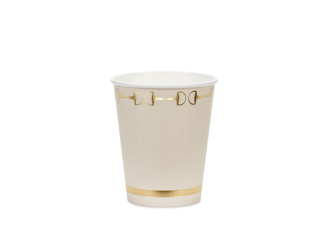 Cream & Gold Paper Cups - Horse Party Paper Cups - Birthday Party Decorations -Disposable Tableware-Western Party Theme-Farm Party-Pack Of 6 - Jolie Fete UK
