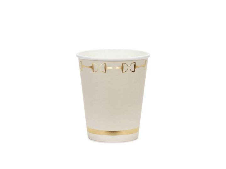 Cream & Gold Paper Cups - Horse Party Paper Cups - Birthday Party Decorations -Disposable Tableware-Western Party Theme-Farm Party-Pack Of 6 - Jolie Fete UK