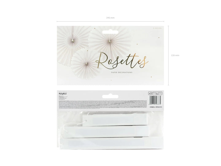 Cream Tissue Paper Rosettes - Beige Birthday Party Fan Decorations - Party Wall Decorations - Hanging Decorations - Pack Of 3 - Jolie Fete UK
