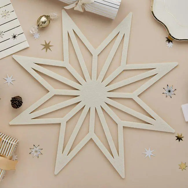 White Felt Star Christmas Placemats - Star Shaped Table Mats - Festive Table Decor - Christmas Table Setting - Xmas Dinner - Pack of 4 - Jolie Fete UK