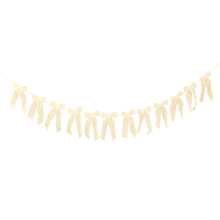 Cream Velvet Bow Garland - 2m Christmas Decoration - Festive Cream Bows for Wall, Door, Fireplace - Xmas Mantel Garland-Holiday Party Decor - Jolie Fete UK