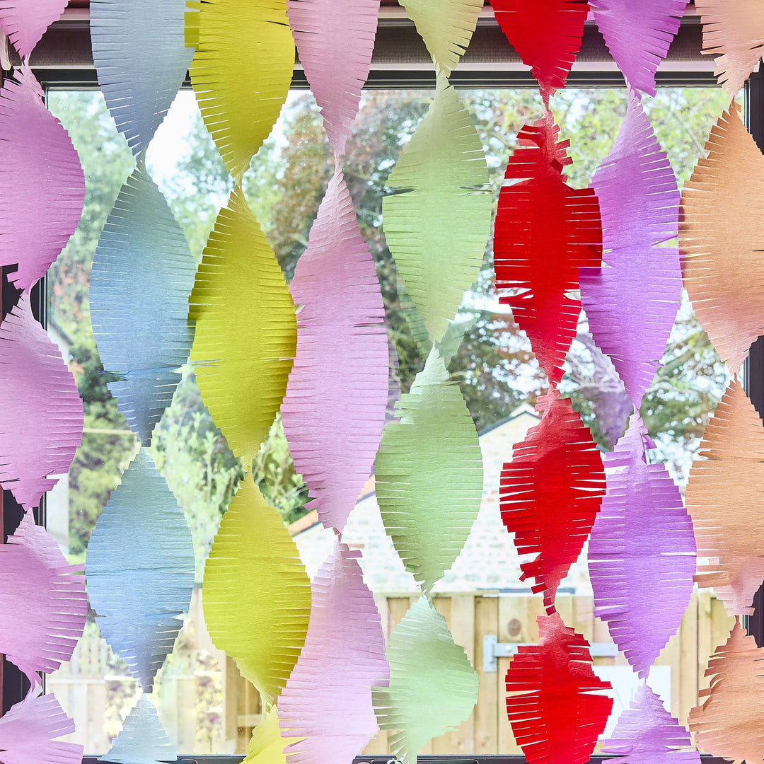 Crepe Paper Streamers - Bright Party Streamers - Colourful Birthday Backdrop - Birthday Party Decorations - Rainbow Party Decor - Pack Of 8 - Jolie Fete UK