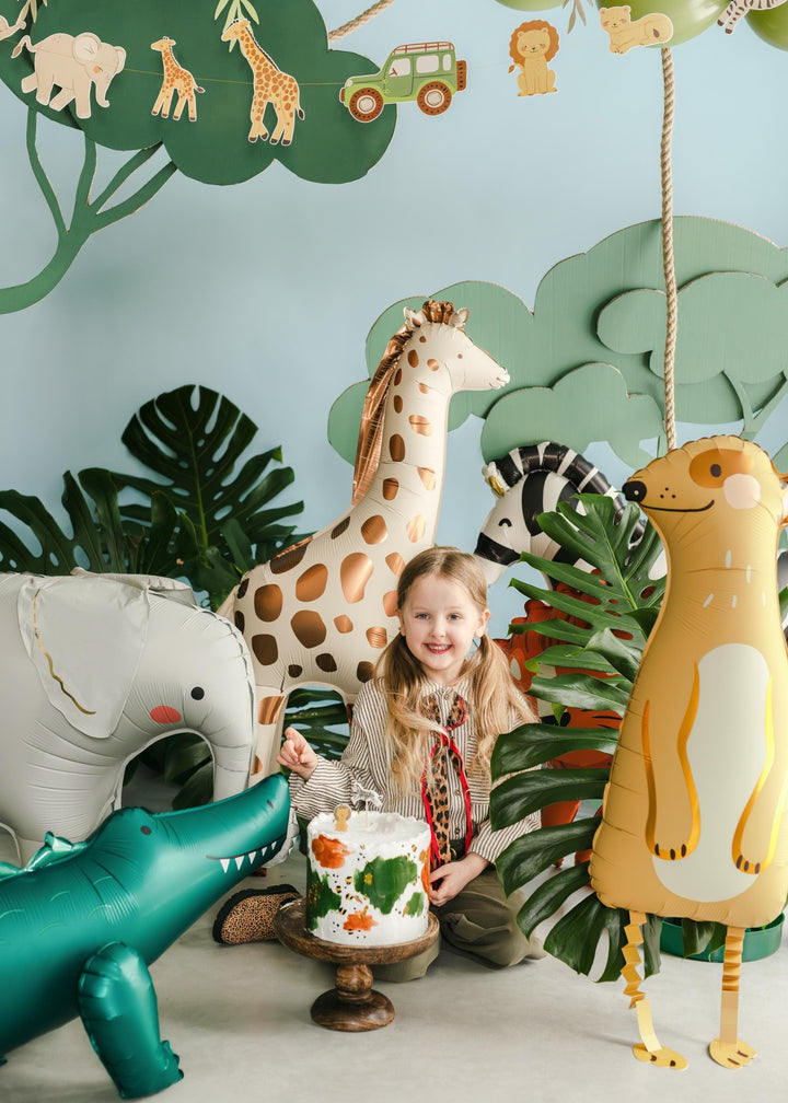 Crocodile Balloon - Standing Foil Balloon - Safari Birthday Decor - Jungle Animal Balloons - Wild One Party-Kids Party Balloon-Air Fill Only - Jolie Fete UK