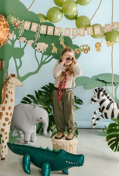 Crocodile Balloon - Standing Foil Balloon - Safari Birthday Decor - Jungle Animal Balloons - Wild One Party-Kids Party Balloon-Air Fill Only - Jolie Fete UK