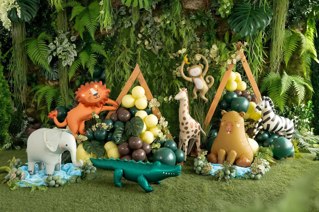 Crocodile Balloon - Standing Foil Balloon - Safari Birthday Decor - Jungle Animal Balloons - Wild One Party-Kids Party Balloon-Air Fill Only - Jolie Fete UK