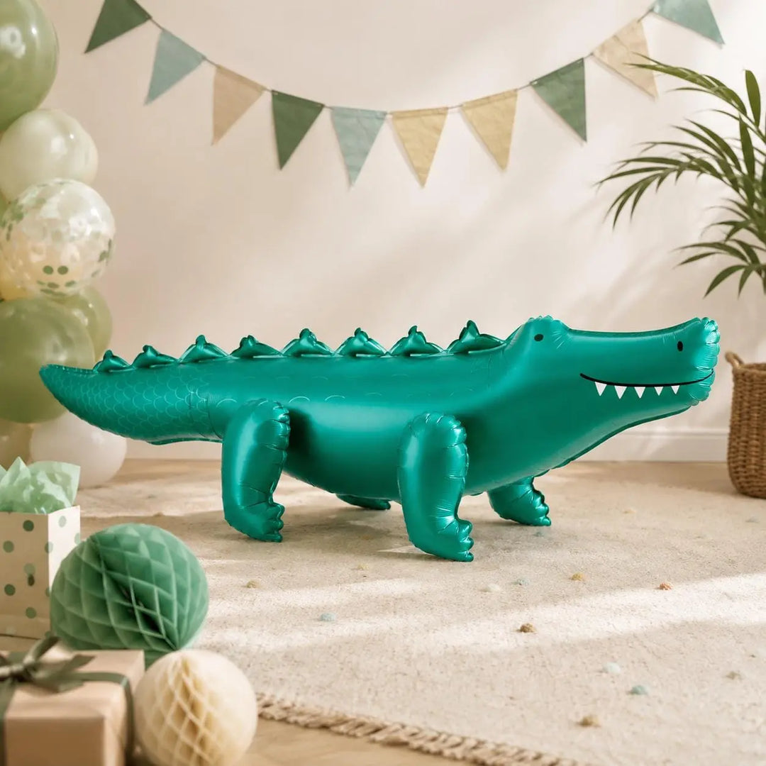 Crocodile Balloon - Standing Foil Balloon - Safari Birthday Decor - Jungle Animal Balloons - Wild One Party-Kids Party Balloon-Air Fill Only - Jolie Fete UK