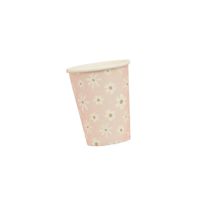 Daisy Paper Cups - Ditsy Floral Summer Birthday Party Tableware - Hen Party & Baby Shower Tea Party Decorations - Cottagecore - Pack of 8 - Jolie Fete UK