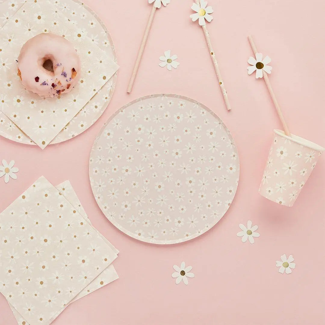 Daisy Paper Napkins - Ditsy Floral Summer Birthday Party Tableware - Hen Party & Baby Shower Tea Party Decorations - Cottagecore -Pack of 16 - Jolie Fete UK
