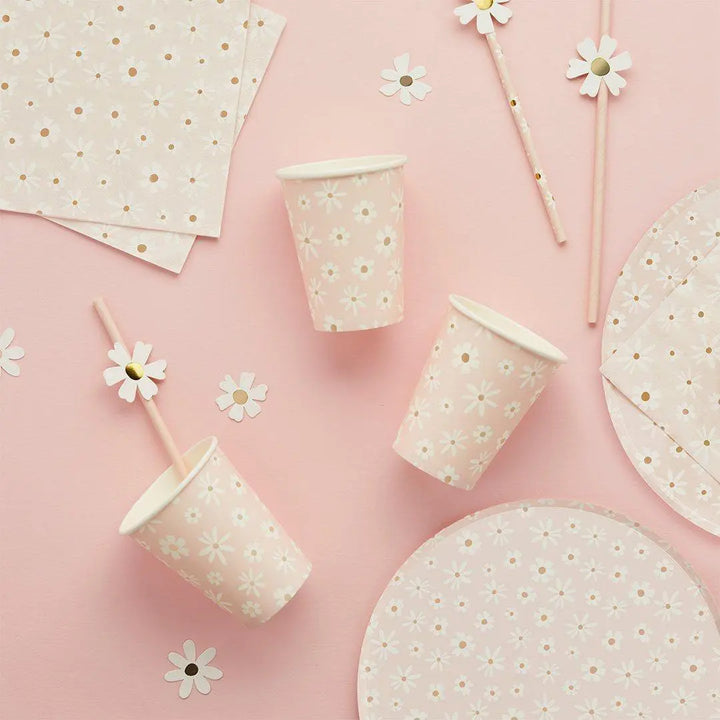 Daisy Paper Napkins - Ditsy Floral Summer Birthday Party Tableware - Hen Party & Baby Shower Tea Party Decorations - Cottagecore -Pack of 16 - Jolie Fete UK