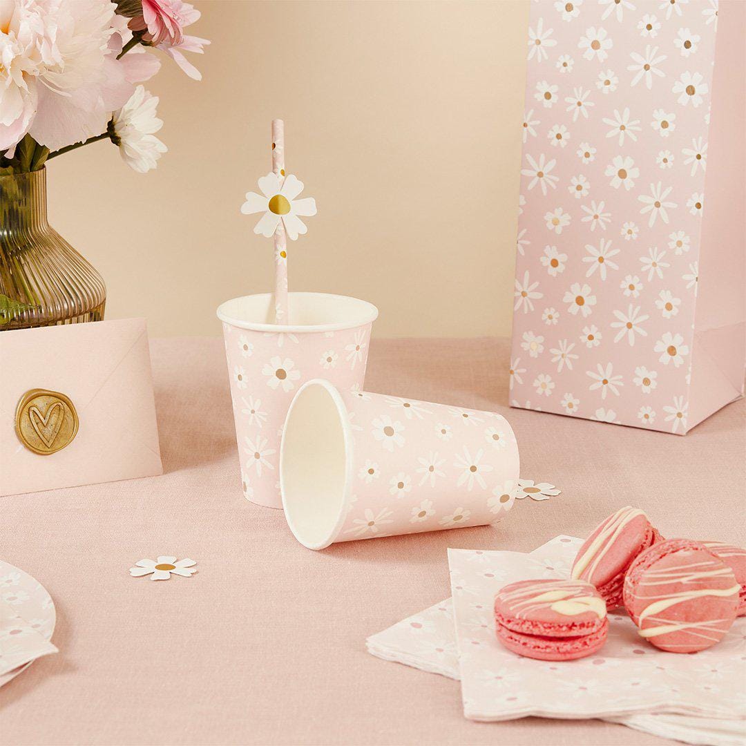 Daisy Pink Bottle Gift Bag - Ditsy Floral Wine & Prosecco Bag - Hen Party, Baby Shower And Birthday Gifting - Single Luxury Paper Bag - Jolie Fete UK