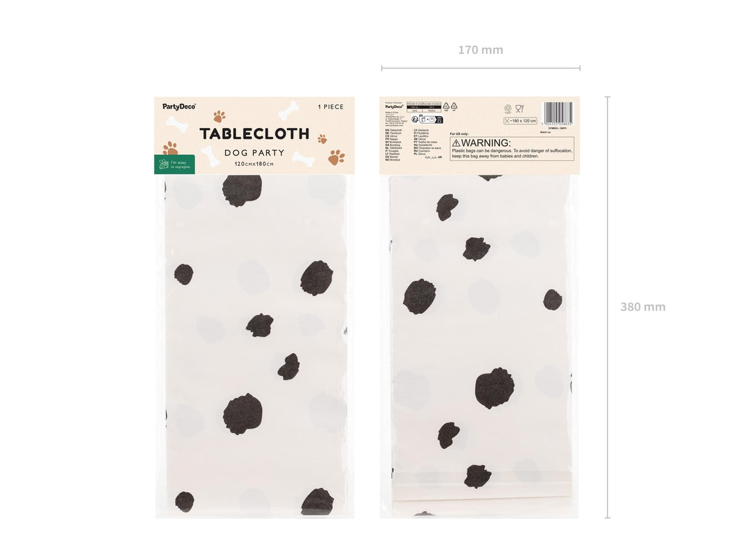 Dalmatian Dots Paper Tablecloth - 180x120cm Black And White Table Cover - Dog Theme Birthday Party Decor - Puppy Baby Shower Supplies - Jolie Fete UK
