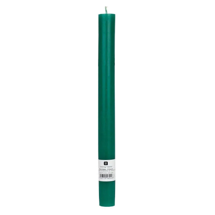 Green Dinner Candle - Dinner Party Candle - Plain Tall Christmas Table Candle - Christmas Decorations - Pack Of 1 - Jolie Fete UK