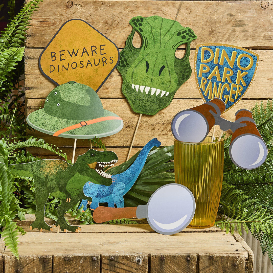 Dinosaur Photo Props - Dinosaur Party Props - Dino Birthday Decor - Explorer Party Decorations - Dino Park Ranger Birthday Props -T Rex Mask - Jolie Fete UK