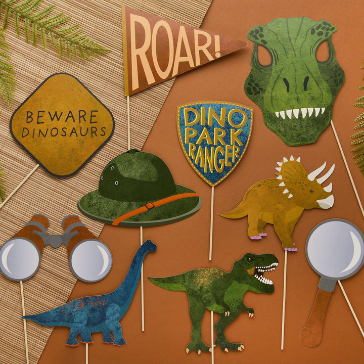 Dinosaur Photo Props - Dinosaur Party Props - Dino Birthday Decor - Explorer Party Decorations - Dino Park Ranger Birthday Props -T Rex Mask - Jolie Fete UK
