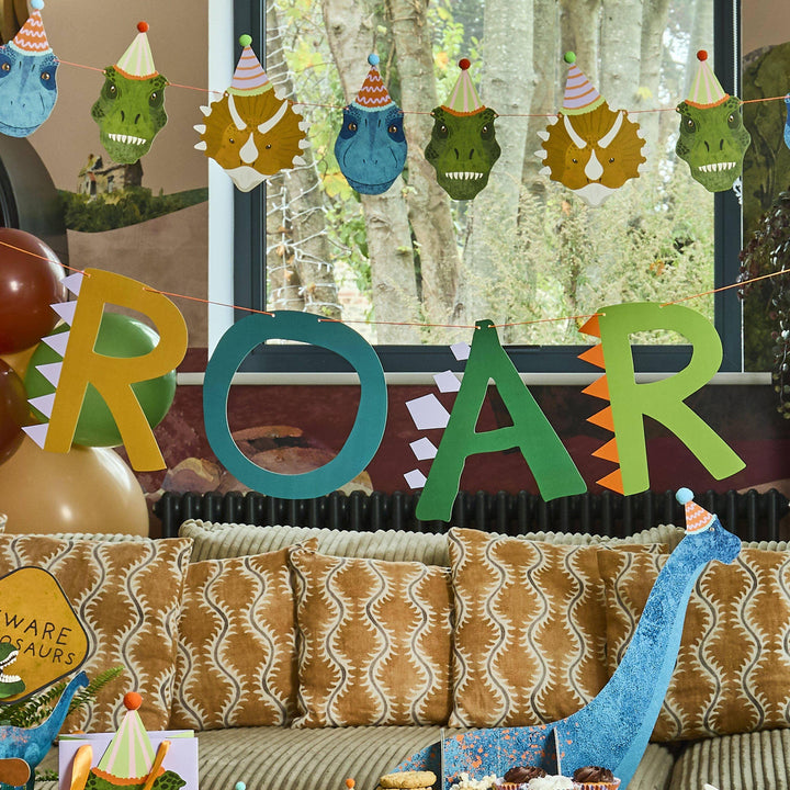 Dinosaur Banner - Dinosaur Roar Bunting - Roar-some Dino Birthday Supplies - Kids Birthday Party Decorations - Prehistoric Theme Decor - 2m - Jolie Fete UK