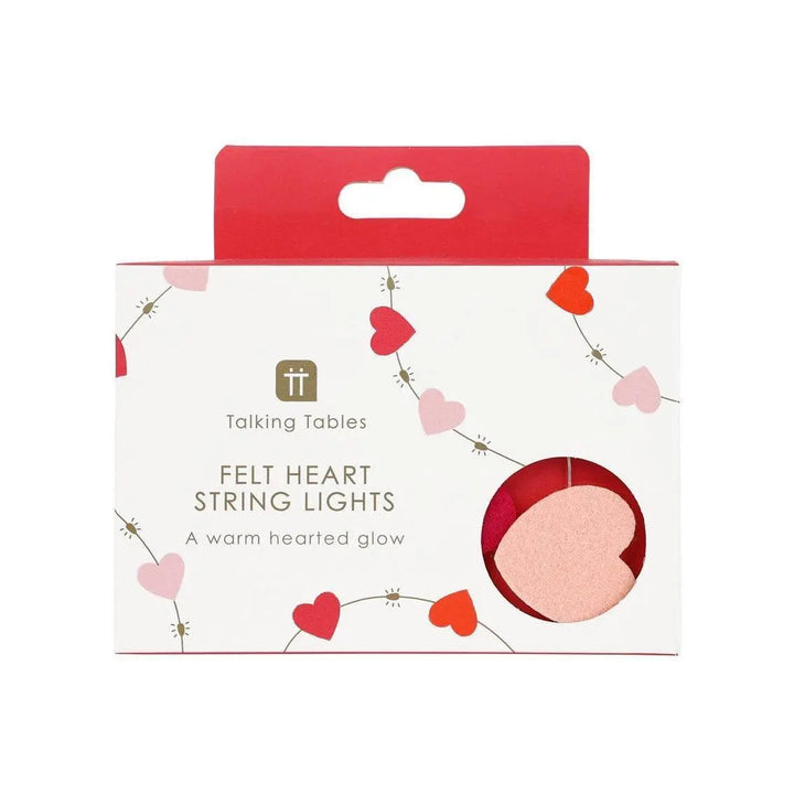 Felt Heart String Lights - Red & Pink Wool Garland - Battery Operated Fairy Lights - Romantic Valentine's Decor - 2m - Jolie Fete UK