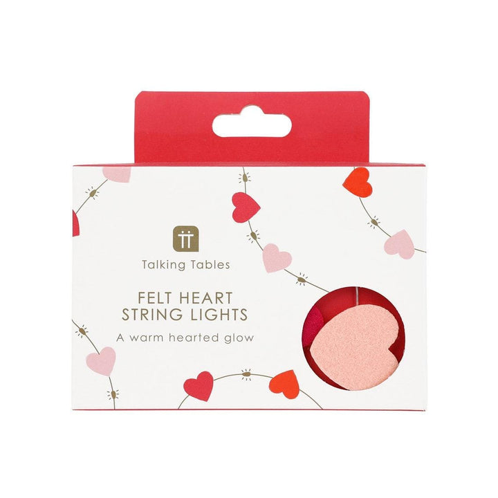 Felt Heart String Lights - Red & Pink Wool Garland - Battery Operated Fairy Lights - Romantic Valentine's Decor - 2m - Jolie Fete UK