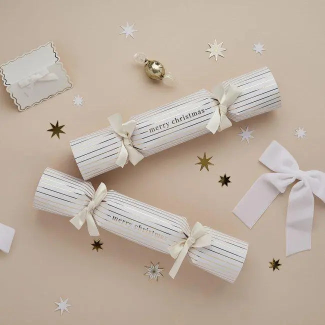 Fill Your Own Christmas Crackers - White & Gold DIY Cracker Kit - Pack of 6 - Christmas Table Decorations - Make Your Own Xmas Crackers - Jolie Fete UK