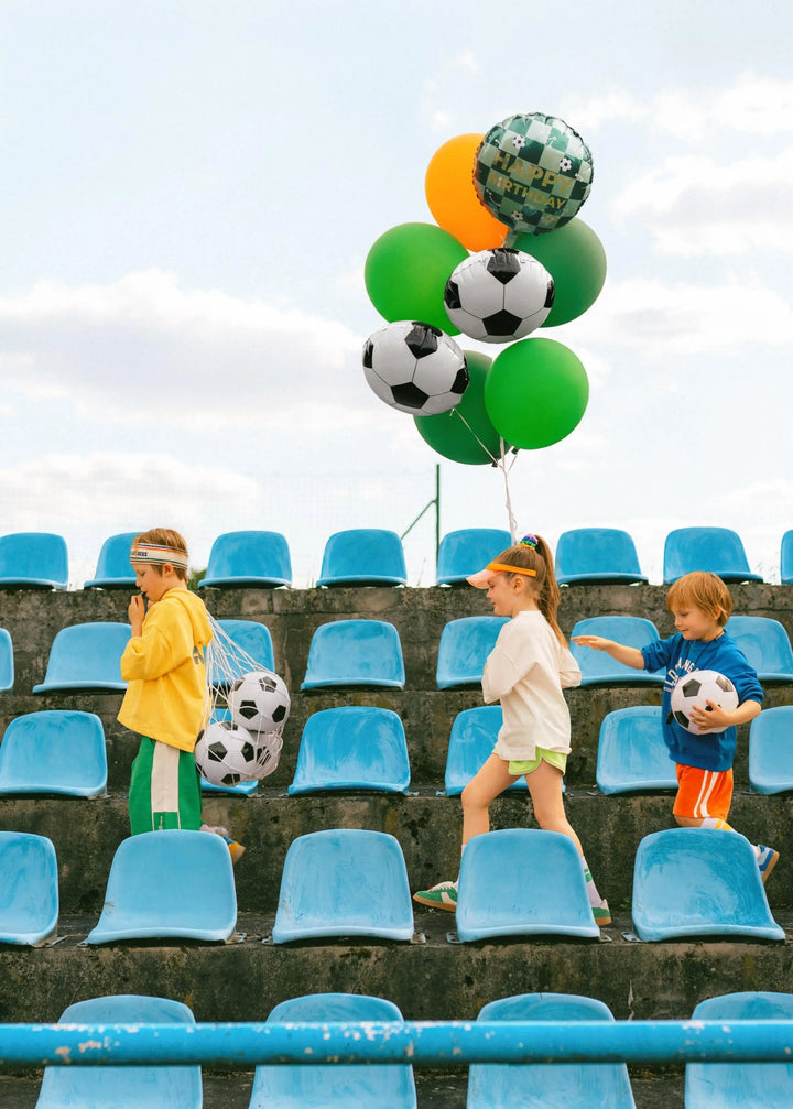Football Foil Balloon - 18" Black & White Soccer Ball Shape - Match Day Party Decorations - Sports Theme Birthday Decor - Helium or Air - Jolie Fete UK