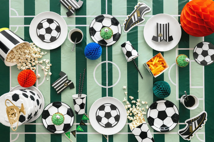 Football Shaped Paper Napkins - Soccer Ball Serviettes - Match Day Stadium Tableware - Sports Birthday Party Decor - Black & White - 20 Pcs - Jolie Fete UK