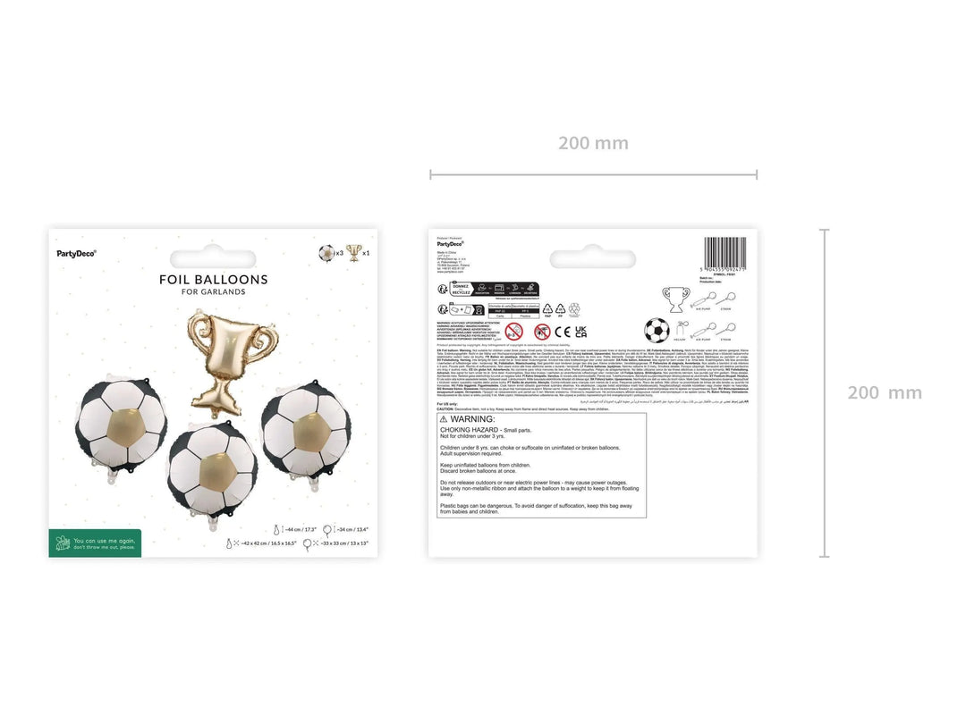 Football Trophy Balloon Garland Kit - Gold Winner's Cup & Soccer Ball Foil Balloons - Sports Award Ceremony Decor - Match Day Victory Party - Jolie Fete UK