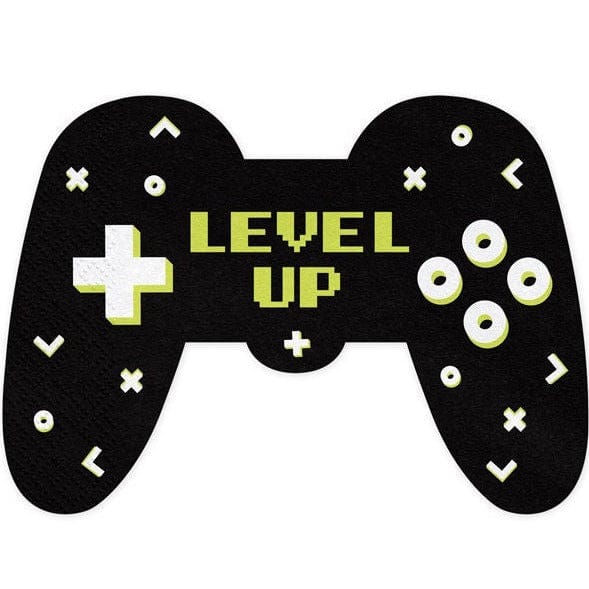 Gaming Party Paper Napkins - Gamepad Napkins - Video Game Party - Kids Game On Party Supplies-Gamers Party Decor-Level Up Birthday-Pack Of 6 - Jolie Fete