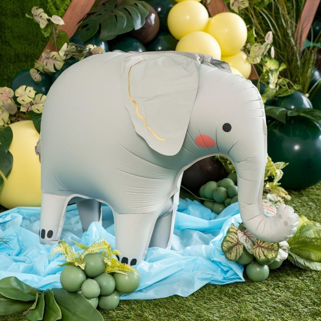 Giant Elephant Balloon - Standing Foil Balloon - Safari Birthday Decor - Jungle Animal Balloons - Wild One Party - Kids Party Balloon - Jolie Fete UK