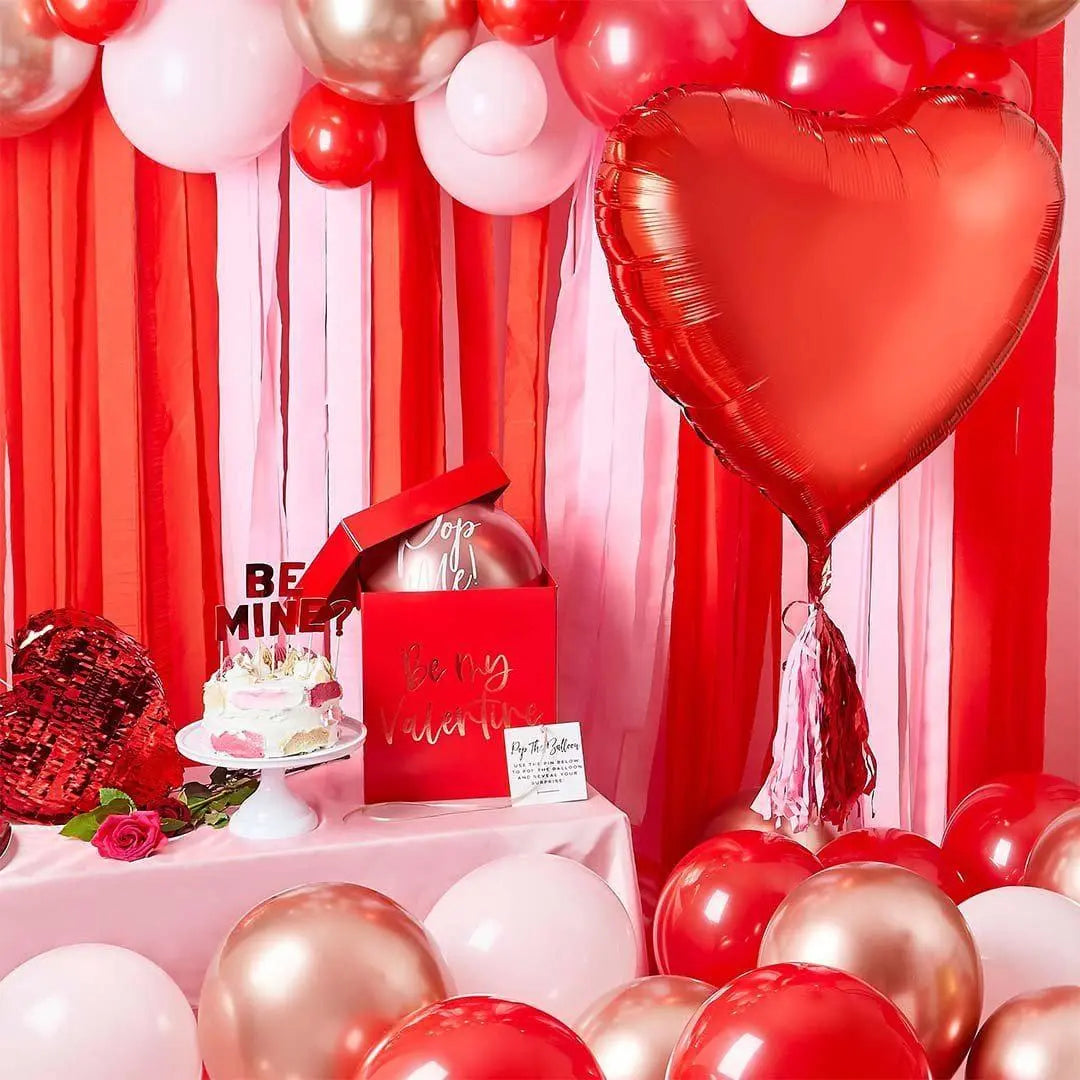 Giant Red Heart Balloon with Tassels - 32" Foil Heart Balloon - Valentine’s Day Decor - Romantic Proposal Idea - Jolie Fete UK