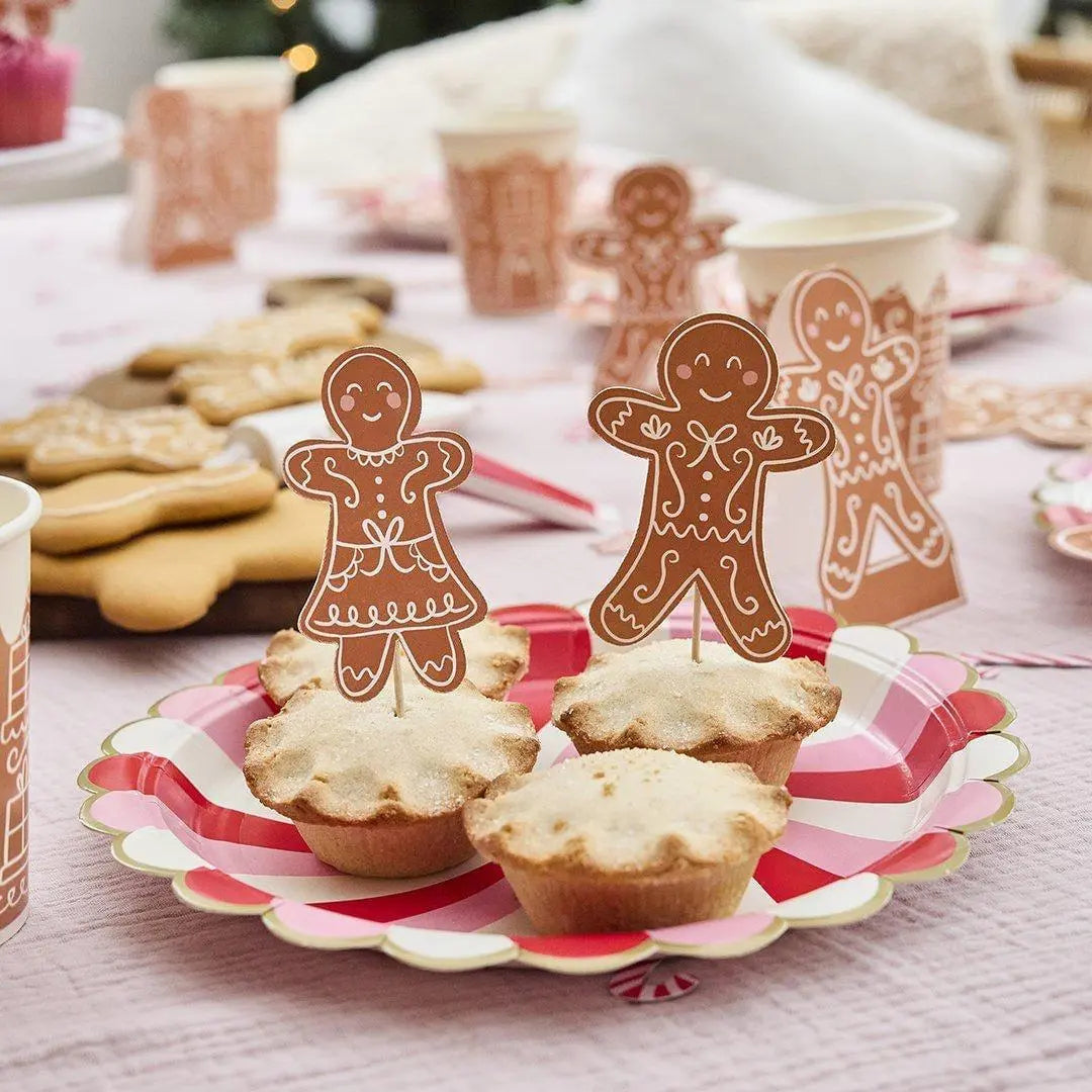 Gingerbread Cake Toppers - Gingerbread Christmas Food Picks - Cupcake Toppers - Christmas Decorations - Kids Christmas Party - Pack Of 12 - Jolie Fete UK