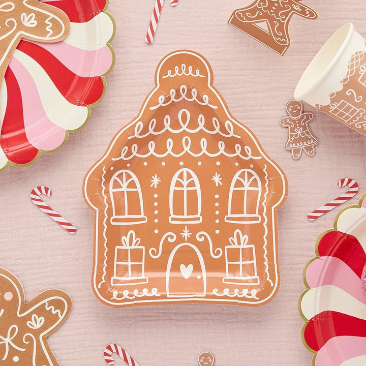 Gingerbread House Plates - Gingerbread Paper Party Plates - Christmas Table Setting - Kids Christmas Decorations - Holiday Decor - Pack Of 8 - Jolie Fete UK