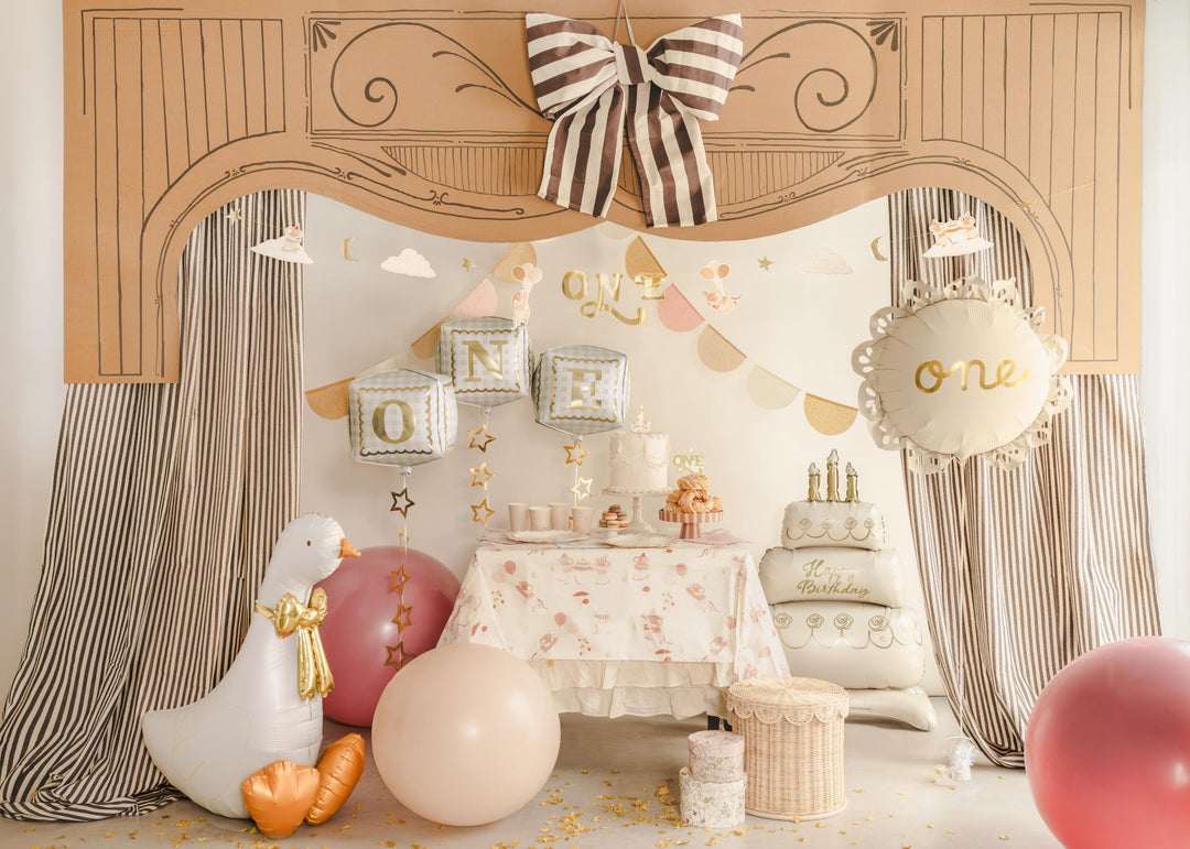 Gingham ONE Cube Balloons - 1st Birthday Foil Blocks - Smash Cake Decor - Neutral Milestone - One Little Mouse First Birthday - Pack Of 3 - Jolie Fete UK