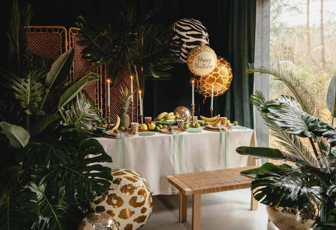 Giraffe Print Balloon - Safari Birthday Decorations - Jungle Theme Foil Ball Balloon - Orb Ball Balloon - Wild One Party - Kids Birthday - Jolie Fete UK