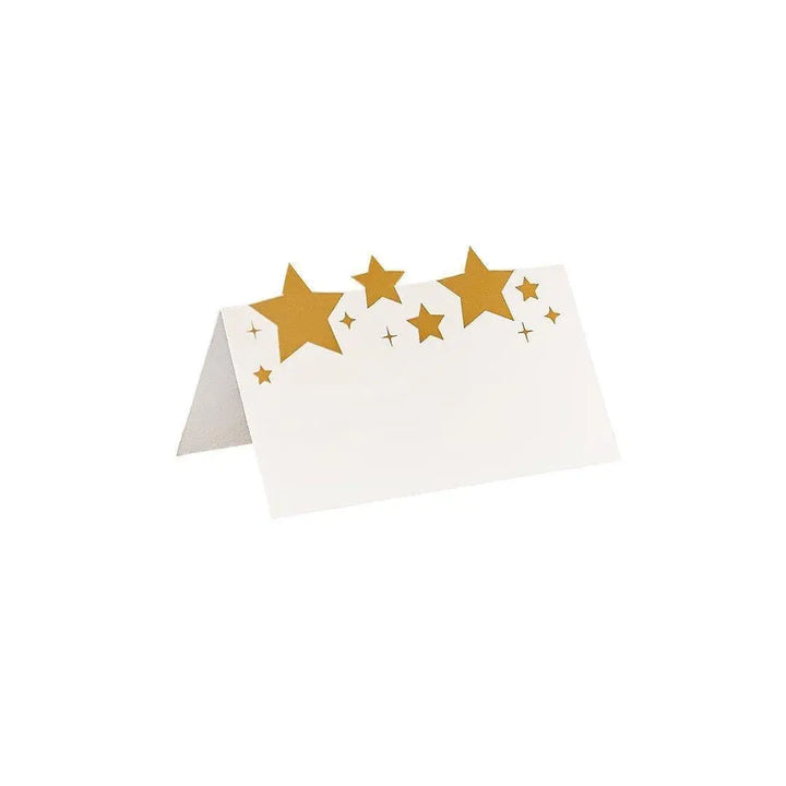 Gold Star Place Cards - Gold & White Christmas Table Place Cards - Gold Stars - Christmas Party Decorations - Holiday Decor - Pack Of 10 - Jolie Fete UK