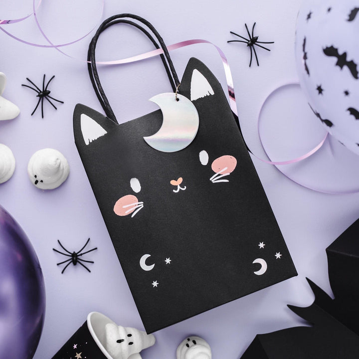 Halloween Party Bag - Individual Black Cat Halloween Trick Or Treat Bag - Halloween Gift Bag - Black Paper Bags - Kids Halloween Bags - Jolie Fete UK