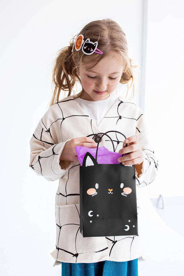 Halloween Party Bag - Individual Black Cat Halloween Trick Or Treat Bag - Halloween Gift Bag - Black Paper Bags - Kids Halloween Bags - Jolie Fete UK