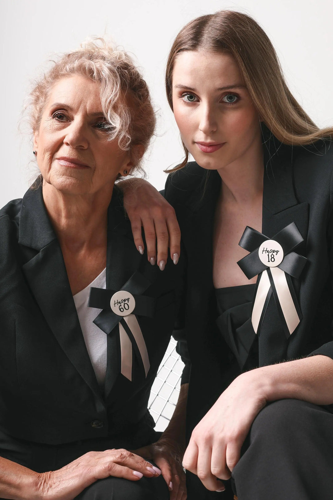 Happy 18 Birthday Rosette - Black & Cream Luxury Ribbon Badge - Modern Birthday Badge Alternative - 18th Birthday Accessory - Jolie Fete UK