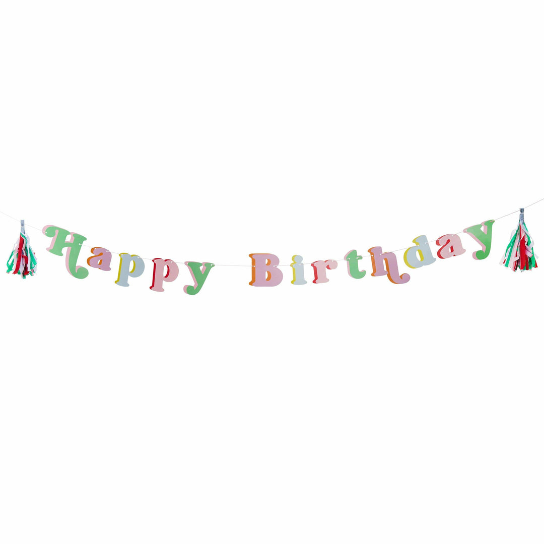 Happy Birthday Banner - Bright Party Garland - Colourful Happy Birthday Bunting - Birthday Party Decorations - Rainbow Party Decor-2m Banner - Jolie Fete UK