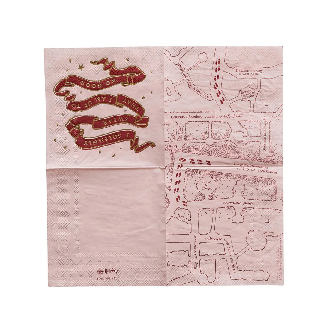Harry Potter Party Napkins - Hogwarts House Pride - Officially Licensed - Secret Map - Gryffindor Slytherin Ravenclaw Hufflepuff -Pack of 24 - Jolie Fete UK