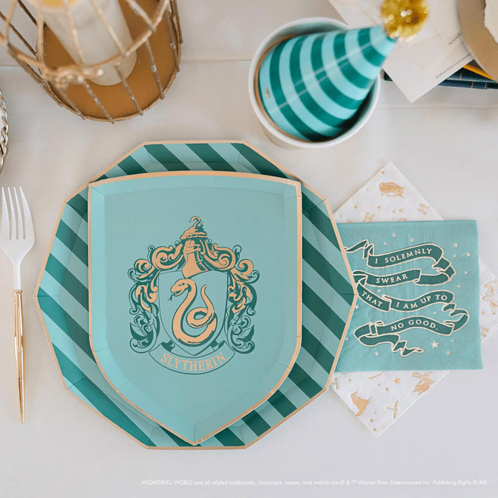 Harry Potter Party Plates - Officially Licensed House Pride Striped Large Paper Plates - Hogwarts Birthday Tableware - Pack of 8 - Jolie Fete UK