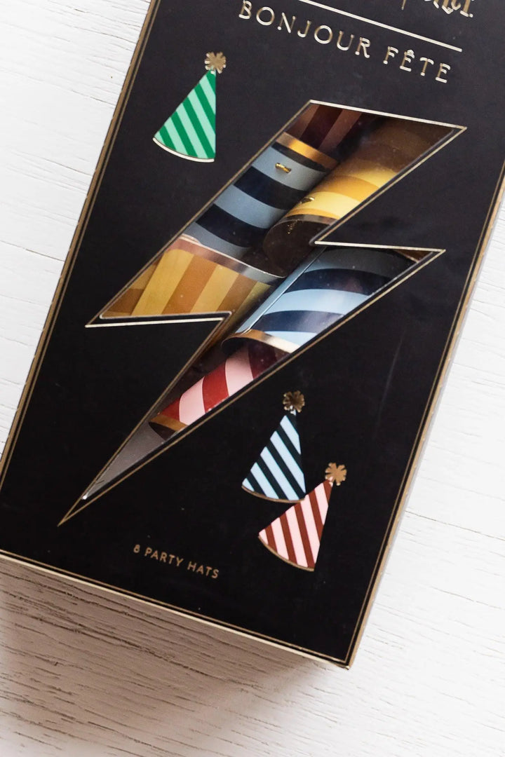 Harry Potter Party Hats - Officially Licensed House Pride Striped Hats - Hogwarts Birthday Party Supplies - Wizard Theme - Pack of 8 - Jolie Fete UK