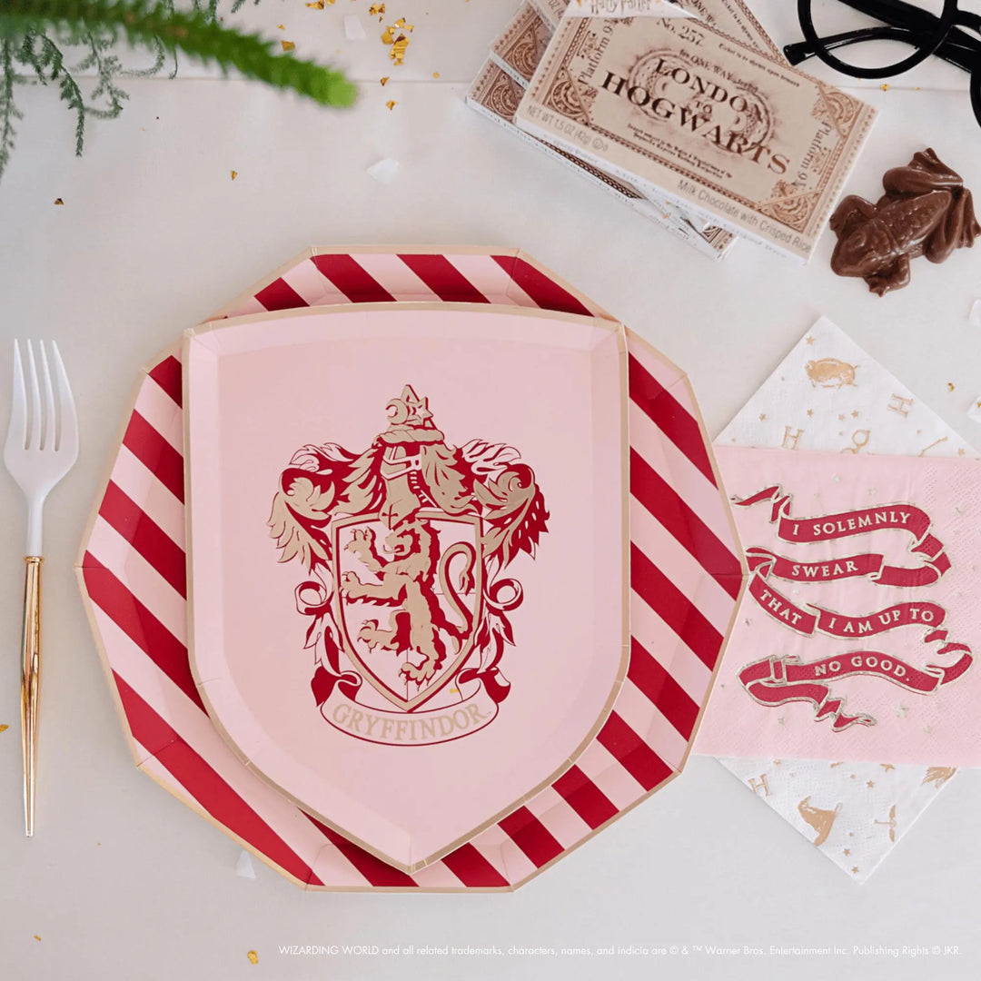 Harry Potter Party Napkins - Officially Licensed Wizard Birthday Party Supplies - White & Gold Foil Hogwarts Napkins - Pack of 24 - Jolie Fete UK