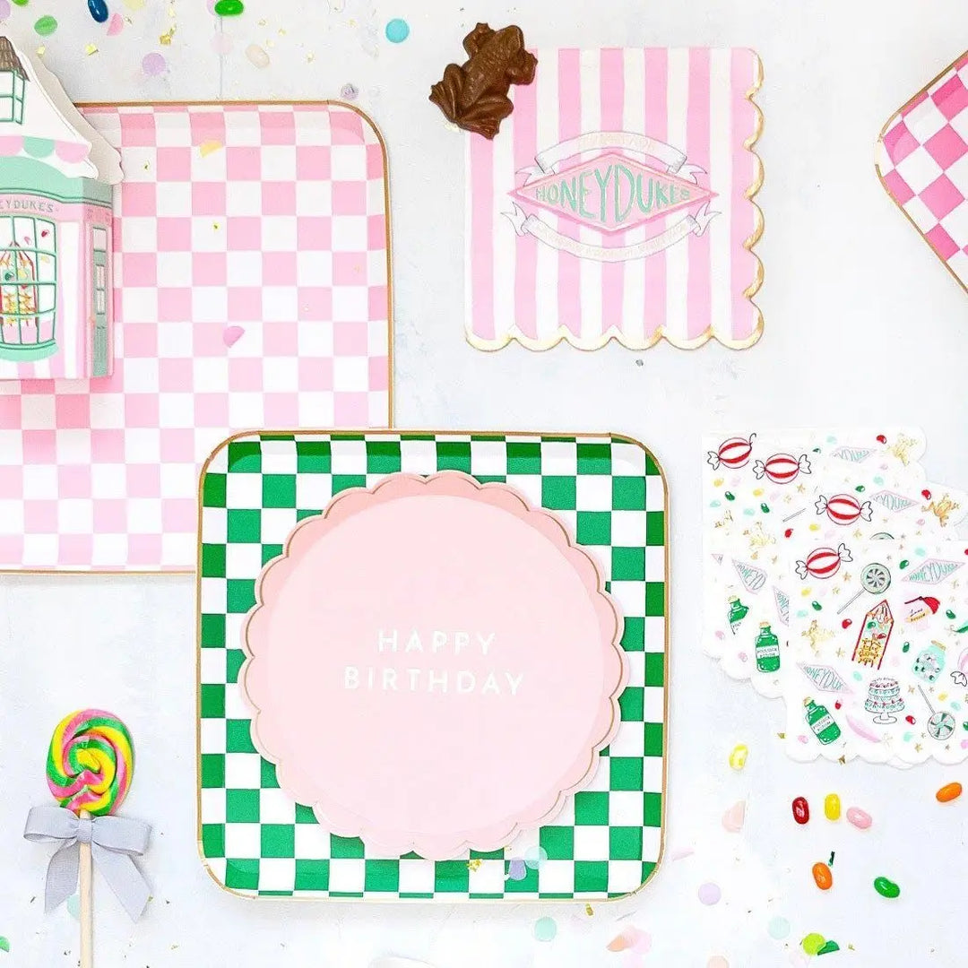 Harry Potter Honeydukes Stripe Napkins - Officially Licensed Pink Wizard Candy Shop Party Napkins - Wizarding World Birthday - Pack of 24 - Jolie Fete UK