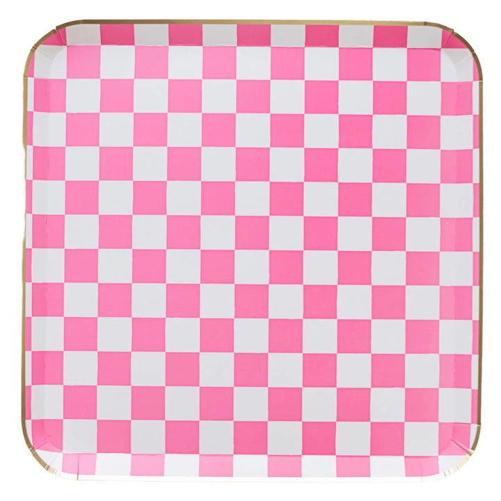 Harry Potter Honeydukes Checker Plates - Pink & Green Wizard Party Tableware - Hogsmeade Candy Shop Birthday Plates - Set of 8 - Jolie Fete UK