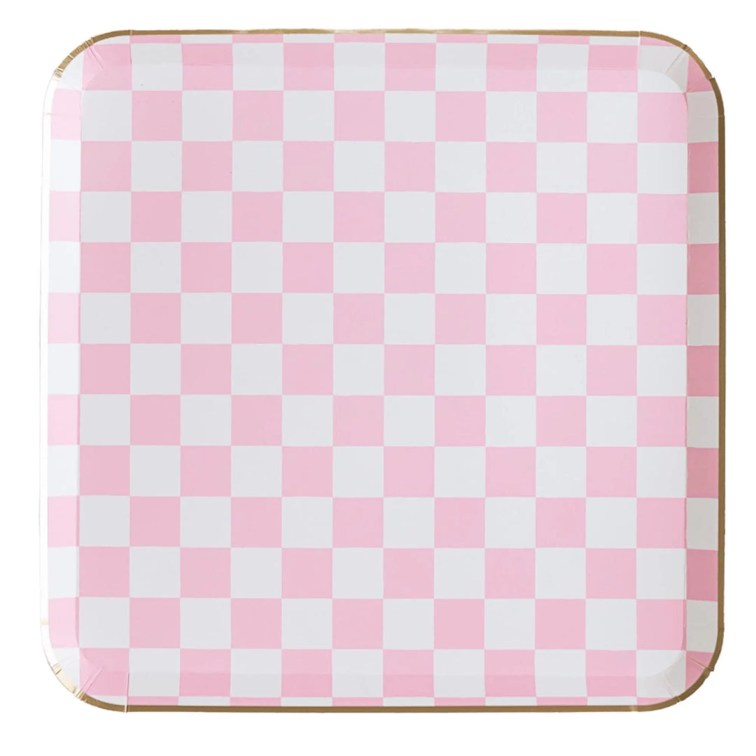 Harry Potter Honeydukes Checker Plates - Pink & Green Wizard Party Tableware - Hogsmeade Candy Shop Birthday Plates - Set of 8 - Jolie Fete UK