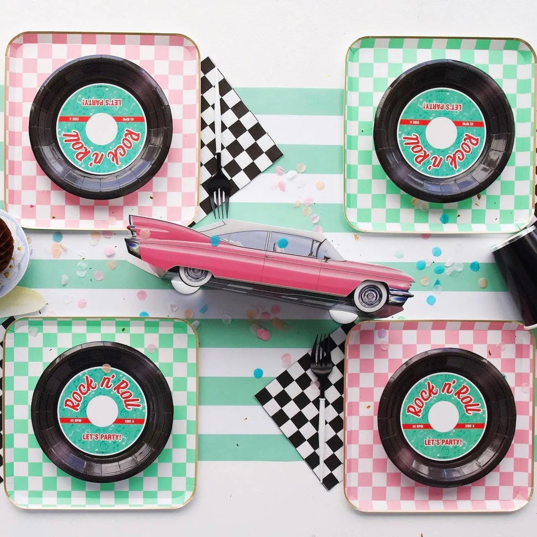 Harry Potter Honeydukes Checker Plates - Pink & Green Wizard Party Tableware - Hogsmeade Candy Shop Birthday Plates - Set of 8 - Jolie Fete UK