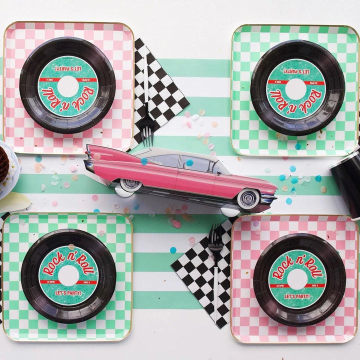 Harry Potter Honeydukes Checker Plates - Pink & Green Wizard Party Tableware - Hogsmeade Candy Shop Birthday Plates - Set of 8 - Jolie Fete UK